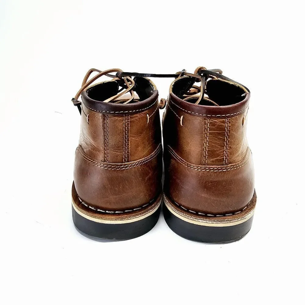 Steve Madden Harken‎ 247 Leather Shoes Men's 9 Cognac Brown Lace Up Distressed